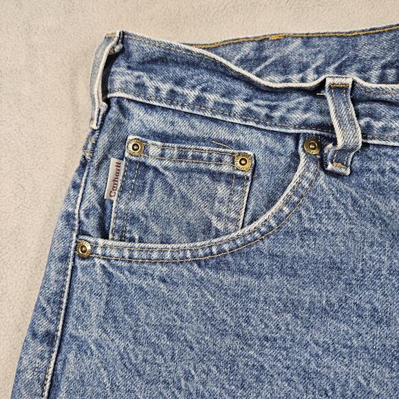 VTG Carhartt B26 DST Denim Shorts Men’s Size 36 (34) Blue Workwear Y2K Dadcore - Picture 2 of 11